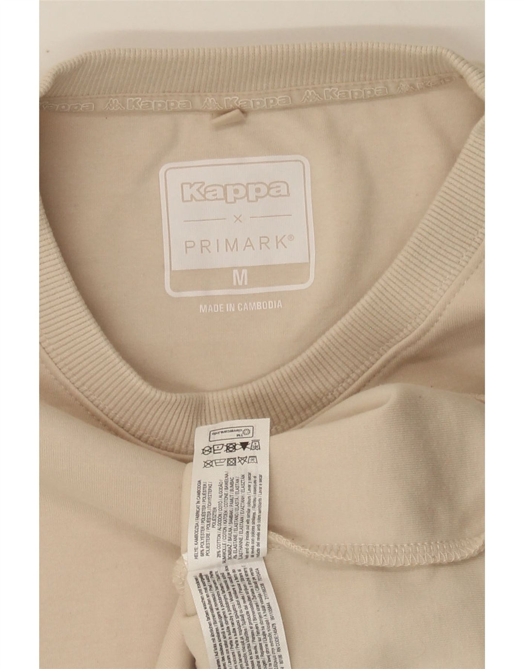 KAPPA Womens Graphic Sweatshirt Jumper UK 14 Medium Beige Polyester Vintage Kappa and Second-Hand Kappa from Messina Hembry 