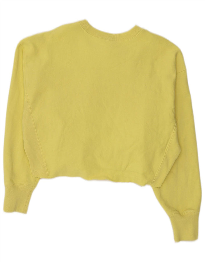 CHAMPION Damen Reverse Weave Crop Sweatshirt Pullover UK 14 Mittelgelb