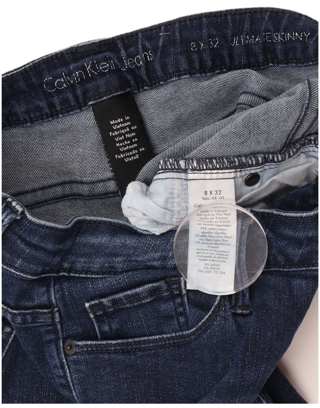 Calvin Klein Damen Slim Jeans US 8 Medium W32 L32 Blaue Baumwolle