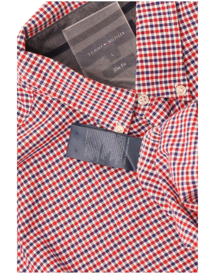 Tommy Hilfiger Herren-Slim-Fit-Hemd, groß, mehrfarbig, Gingham-Baumwolle
