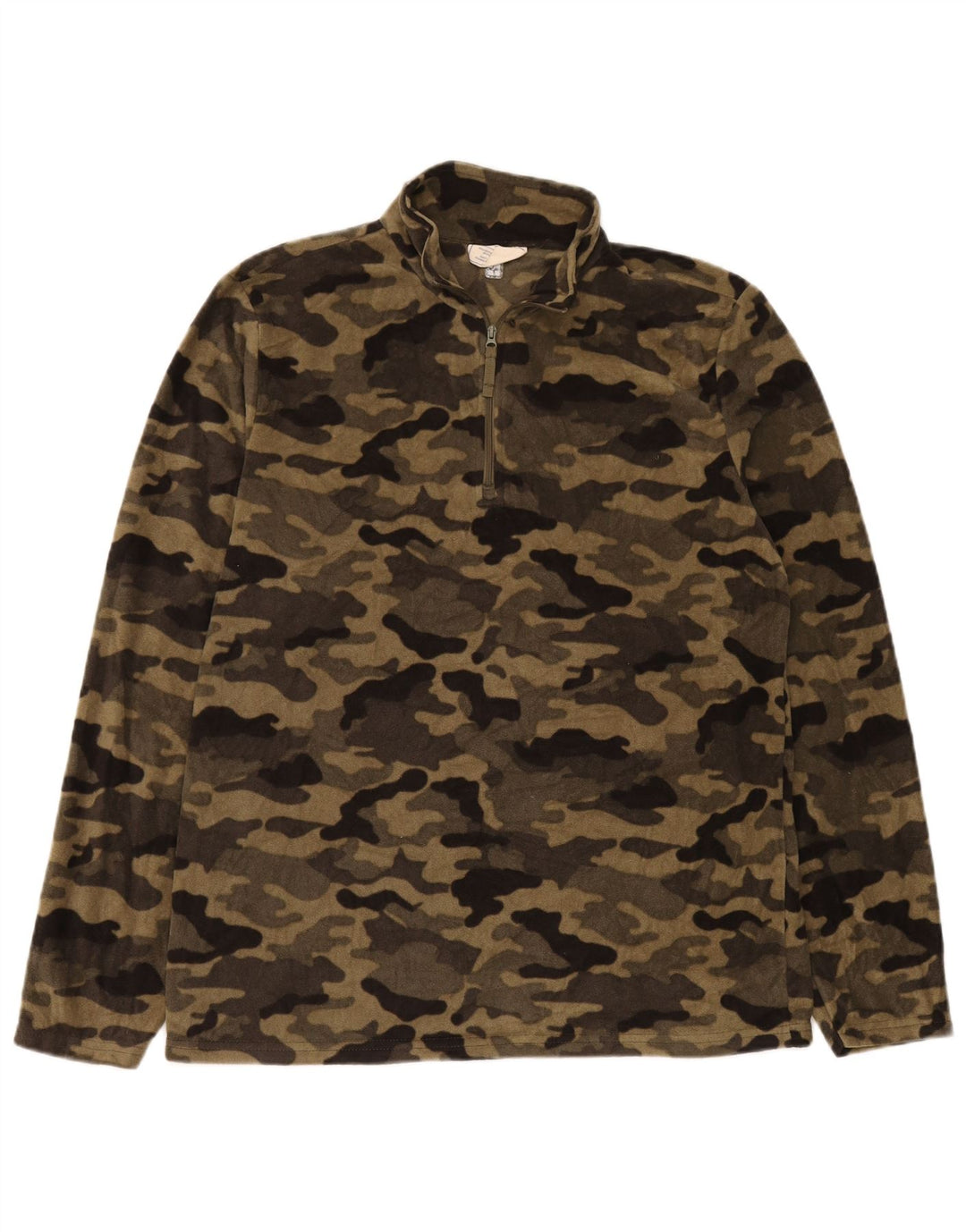 Mountain Warehouse Herren-Fleecepullover mit Reißverschluss am Kragen, Mittelbeige-Tarnung