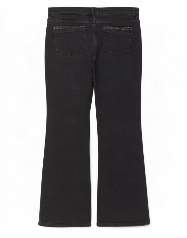 Marks & Spencer Womens Bootcut Jeans UK 16 Large W34 L28 Black Cotton
