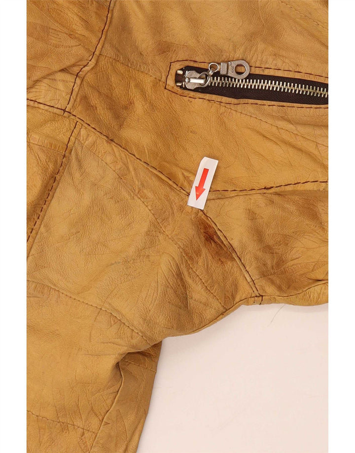 Vintage Damen Crop Leder Bikerjacke UK 14 Large Braun