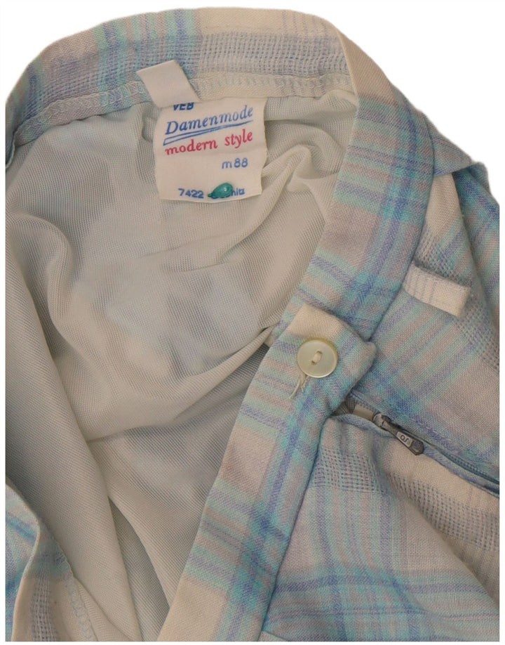 Vintage Damen A-Linienrock W29 Mittelblau kariert