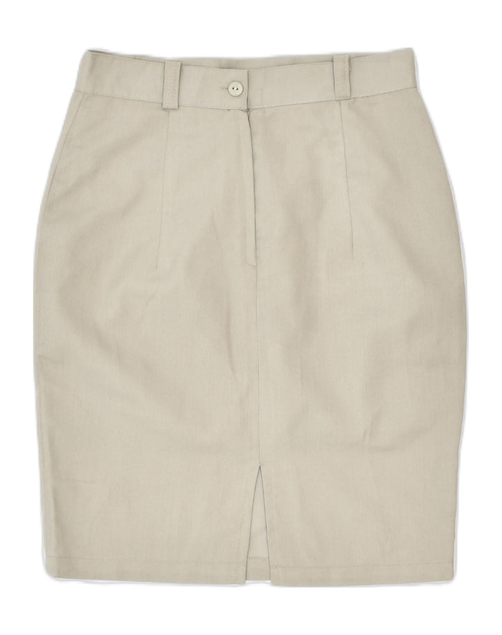 VINTAGE Womens High Waist Pencil Skirt IT 42 Medium W26 Beige Polyester | Vintage Vintage | Thrift | Second-Hand Vintage | Used Clothing | Messina Hembry 