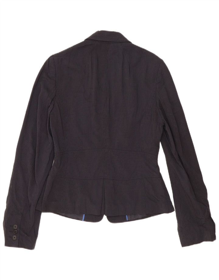 Reiss Damen-Blazer mit 2 Knöpfen, UK 12, Mittelblau, Nadelstreifen