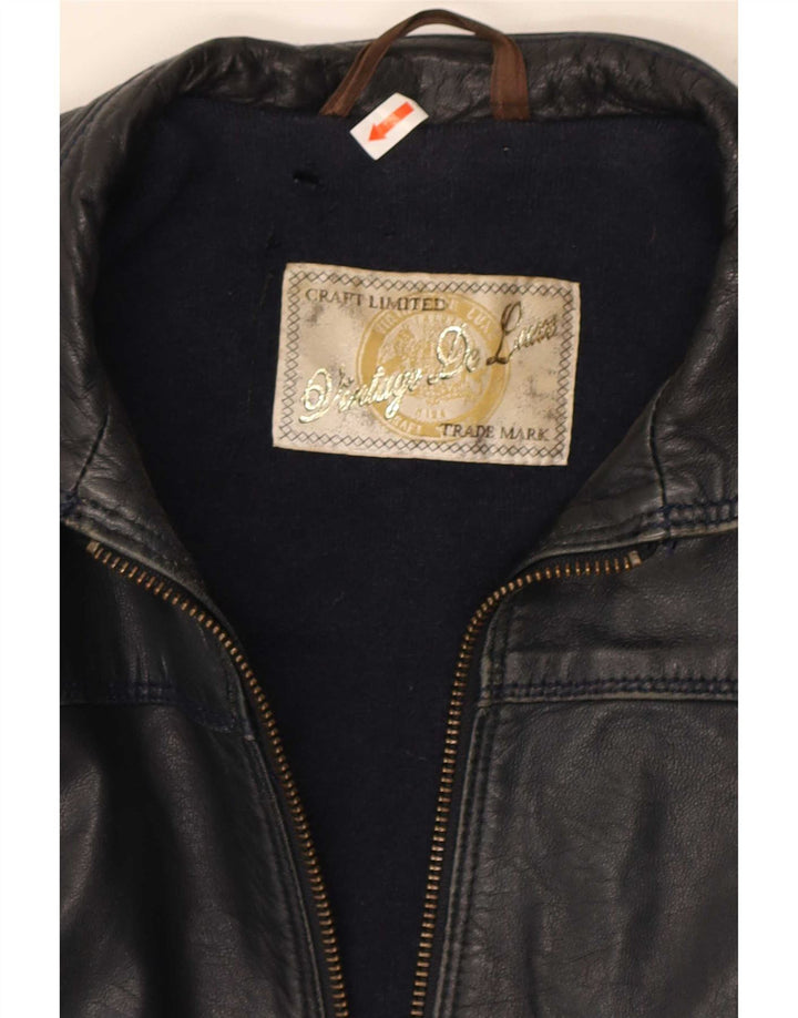 Vintage Damen Lederjacke IT 42 Mittelschwarzes Leder