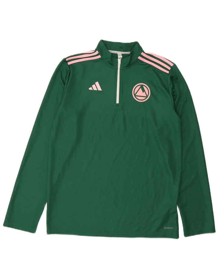 Adidas Herren Aeroready Zip Neck Pullover Trainingsanzug Top Large Grün Polyester