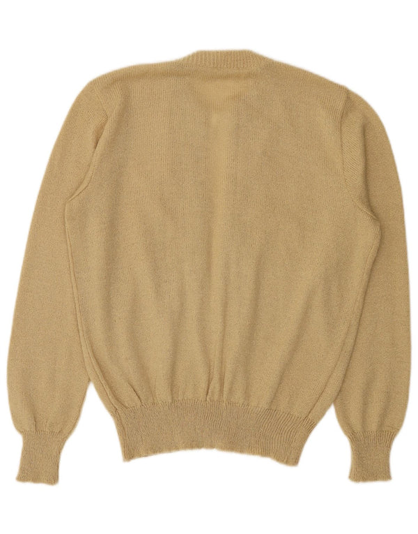 Vintage Damen Offener Cardigan Pullover UK 14 Medium Beige