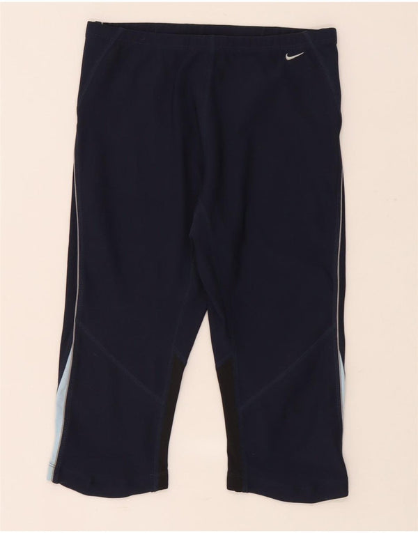 Nike Damen-Capri-Leggings UK 14/16, groß, marineblaues Farbblock-Polyester