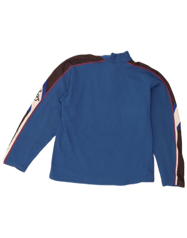 Asics Damen-Pullover-Trainingsanzugoberteil mit Reißverschluss und Halsausschnitt, UK-Größe 14, mittelblau, Farbblock