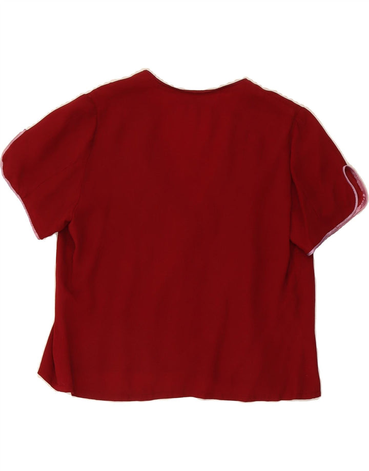VINTAGE Womens Crop Shirt Blouse UK 14 Medium Red Vintage Vintage and Second-Hand Vintage from Messina Hembry 