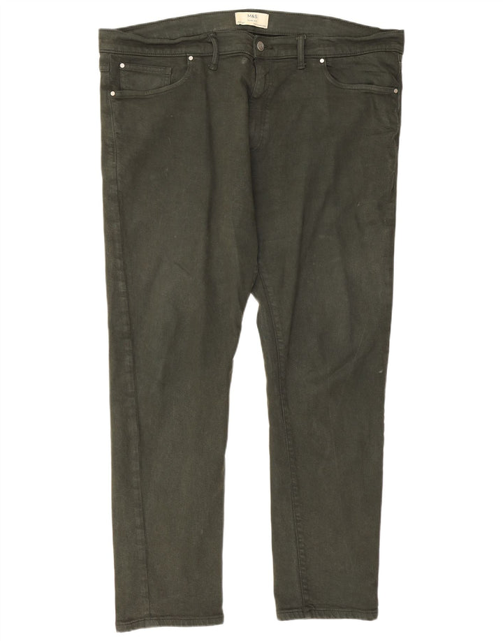 Marks & Spencer Herren Slim Jeans W42 L31 Grüne Baumwolle