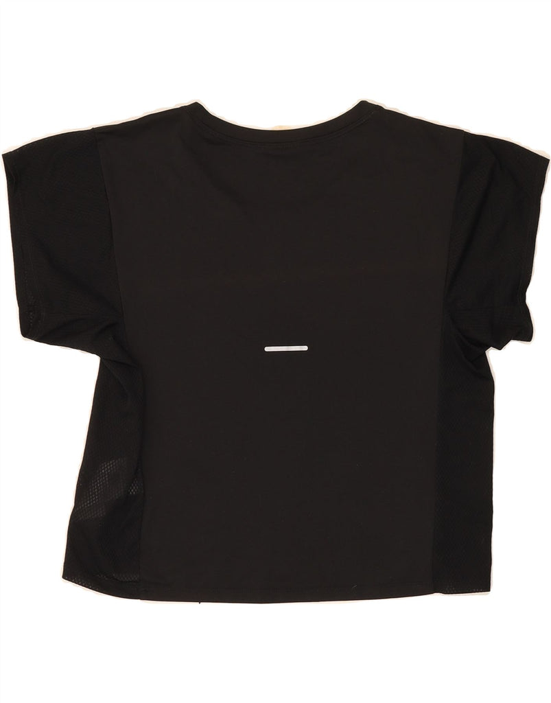 ASICS Womens Crop Graphic T-Shirt Top UK 14 Medium Black Polyester Vintage Asics and Second-Hand Asics from Messina Hembry 