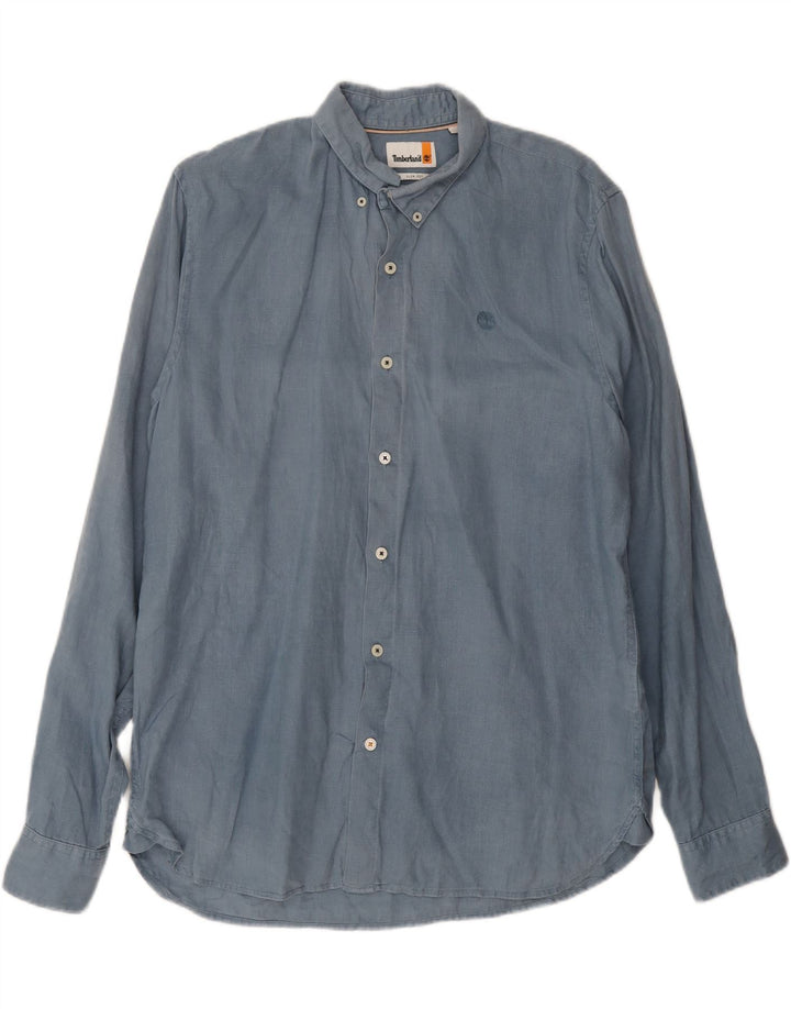 Timberland Herren Slim Fit Hemd Mittelblaues Leinen