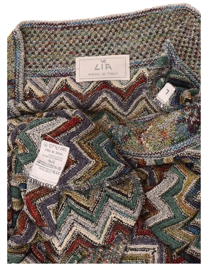 Vintage Herren Pullover mit V-Ausschnitt, groß, mehrfarbig, Chevron-Acryl