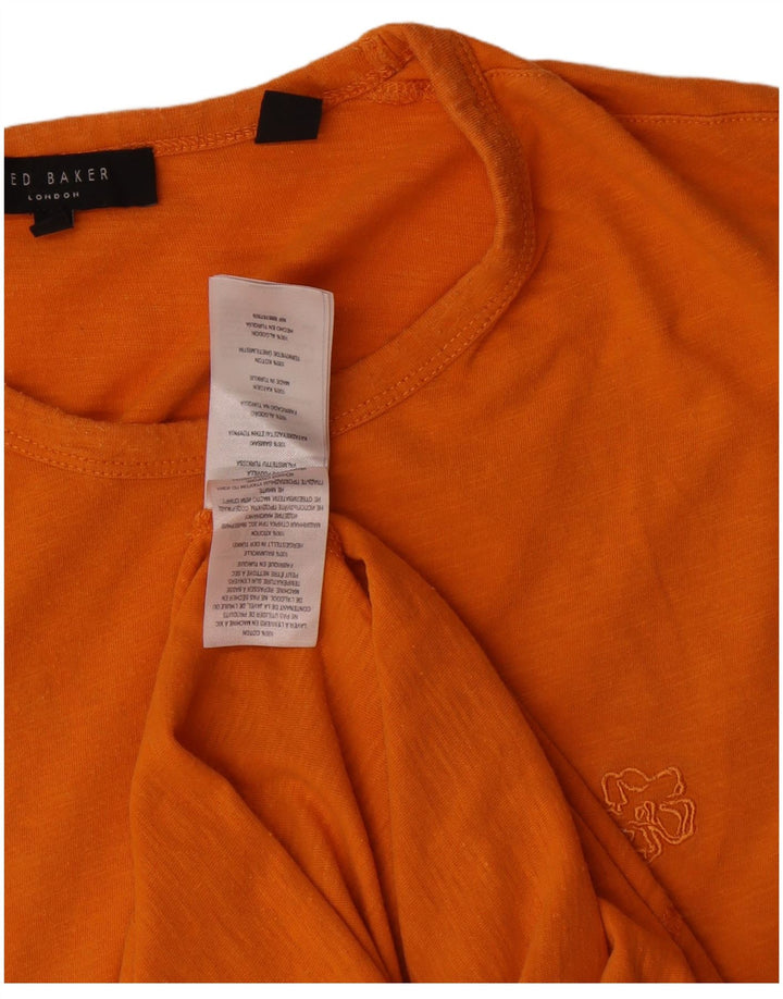 Ted Baker Herren T-Shirt Top Größe 3 Mittelorange Baumwolle