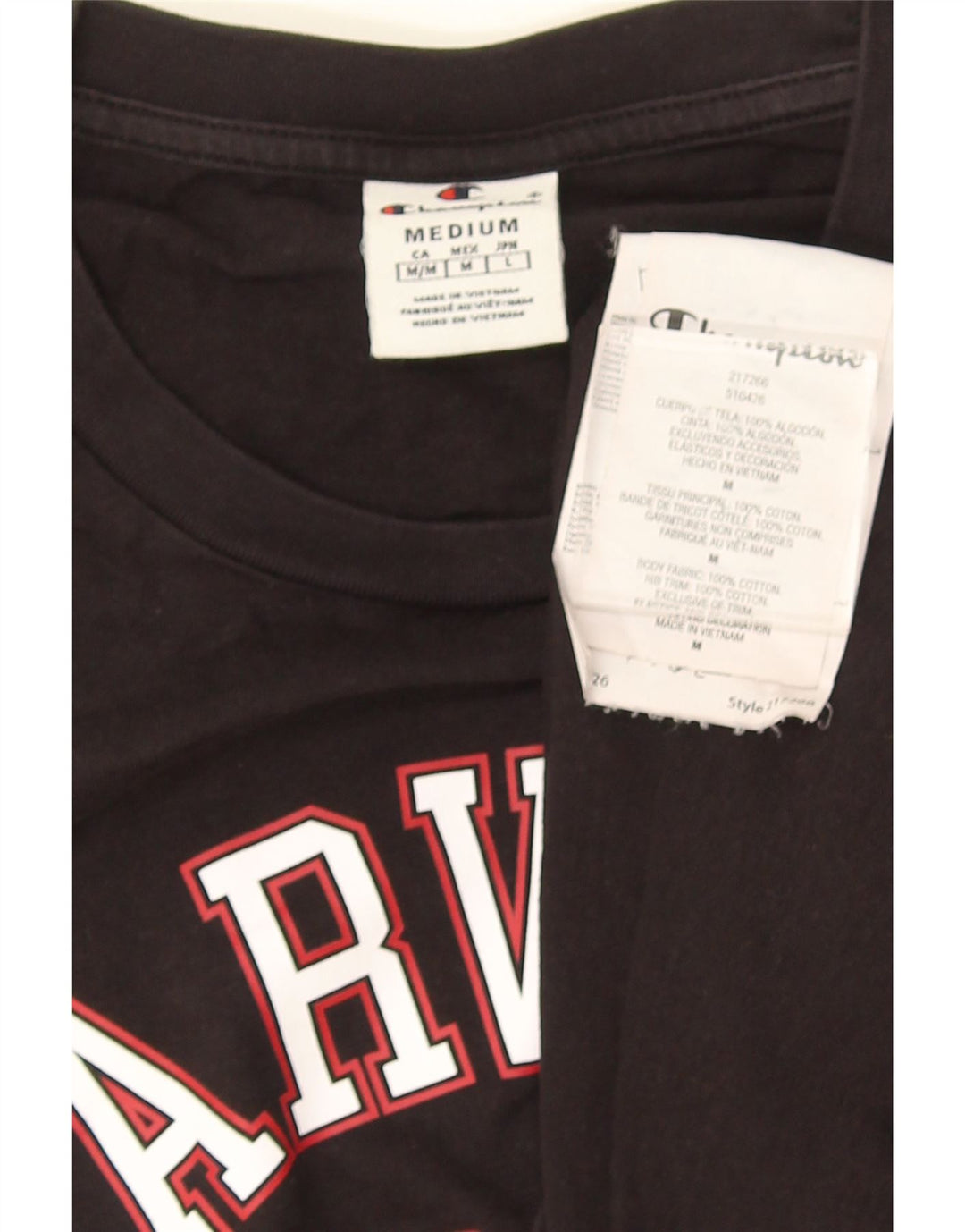 Champion Herren Harvard Graphic T-Shirt Top Mittelschwarze Baumwolle