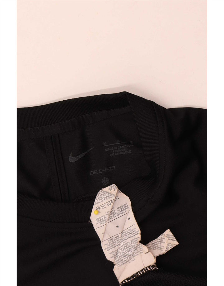 Nike Herren Dri Fit T-Shirt Top Mittelschwarzes Colourblock-Polyester