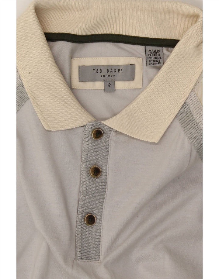 TED BAKER Mens Polo Shirt Size 2 Small Grey Colourblock Cotton Vintage Ted Baker and Second-Hand Ted Baker from Messina Hembry 