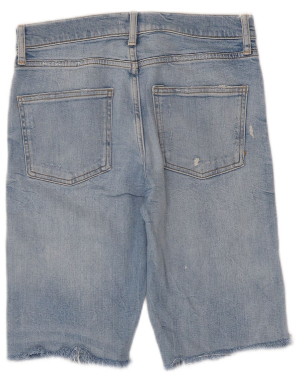 Zara Damen Distressed Denim Shorts EU 36 XS W26 Blau