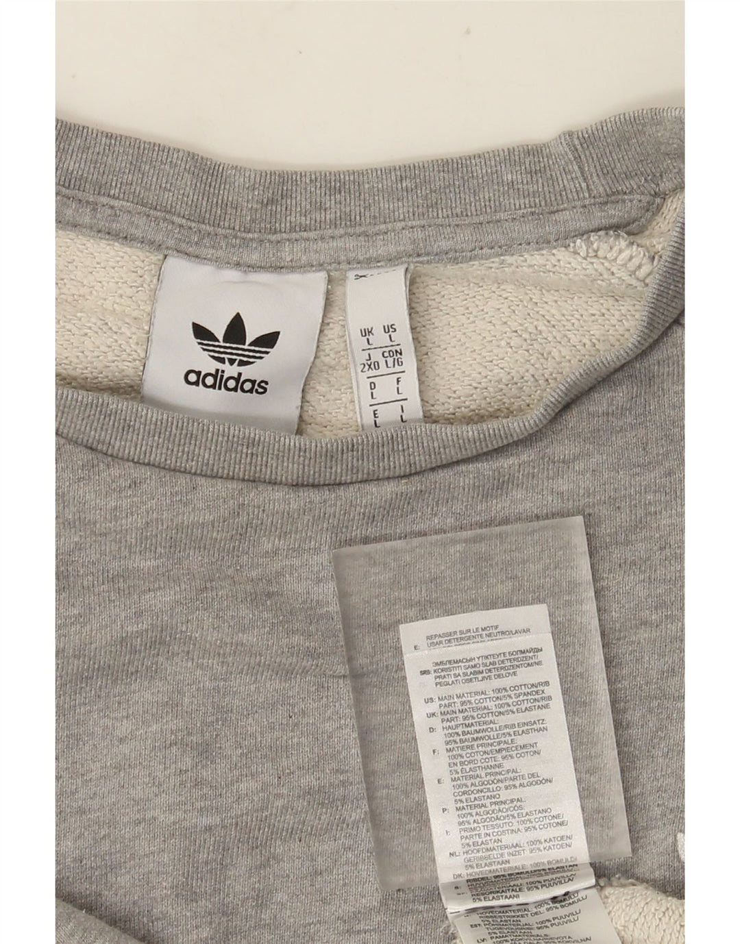 Adidas Herren-Sweatshirt-Pullover, große, grau gefleckte Baumwolle