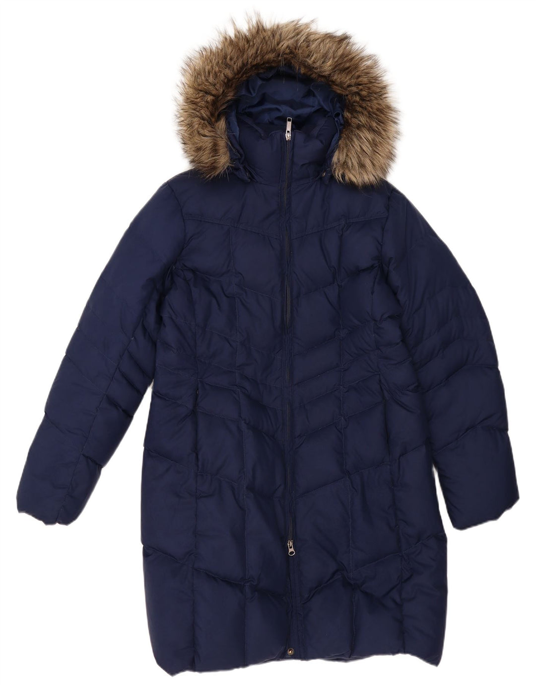 Lands End Wattierter Damenmantel mit Kapuze, UK 14, Mittelmarineblau, Polyester