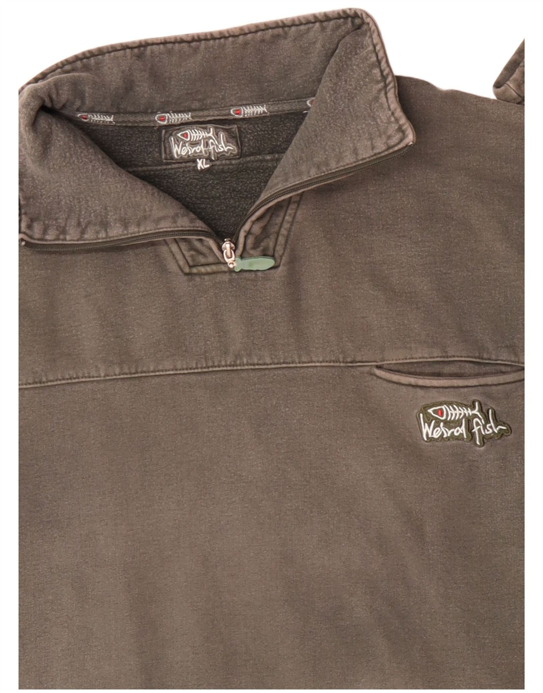 WEIRD FISH Herren-Sweatshirt mit Reißverschluss, XL, graue Baumwolle
