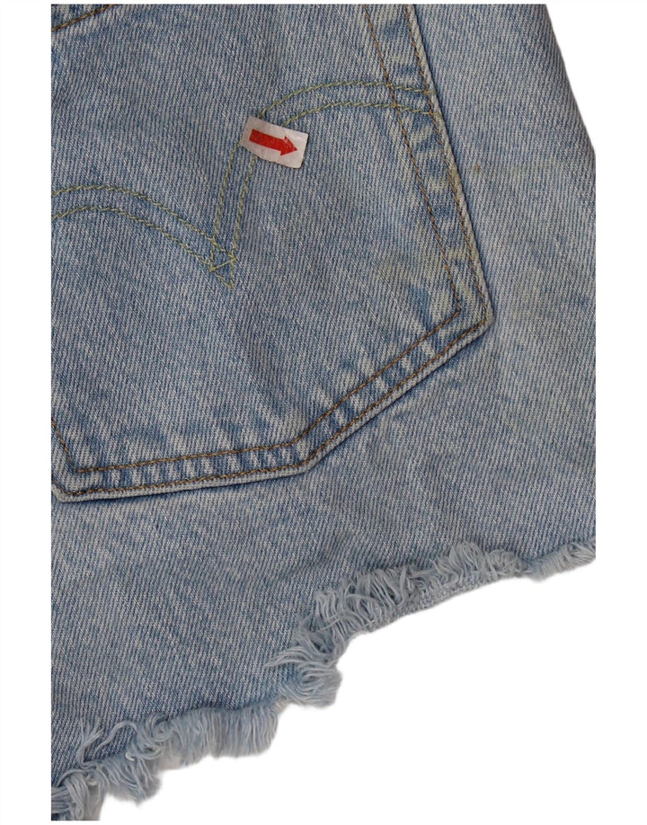 LEVI'S Damen 501 Distressed Denim Shorts W28 Mittelblaue Baumwolle