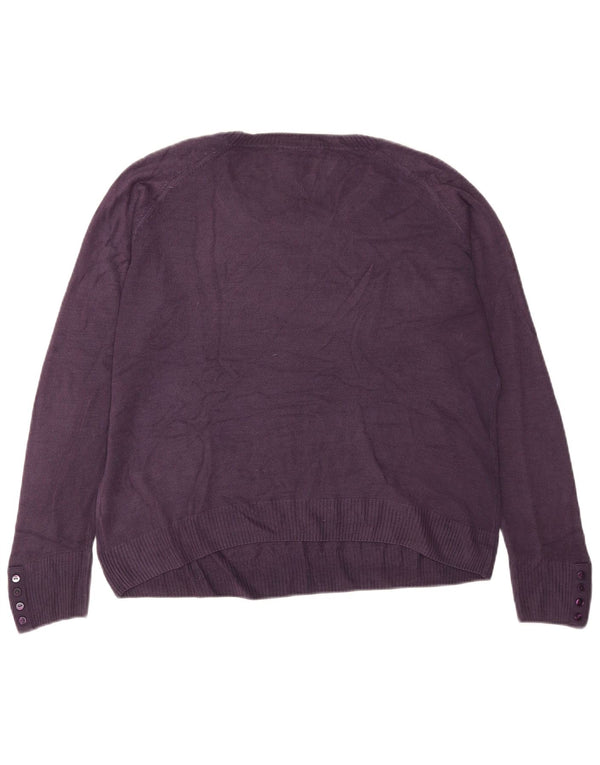 Marks & Spencer Womens Boat Neck Jumper Sweater UK 16 Large Purple