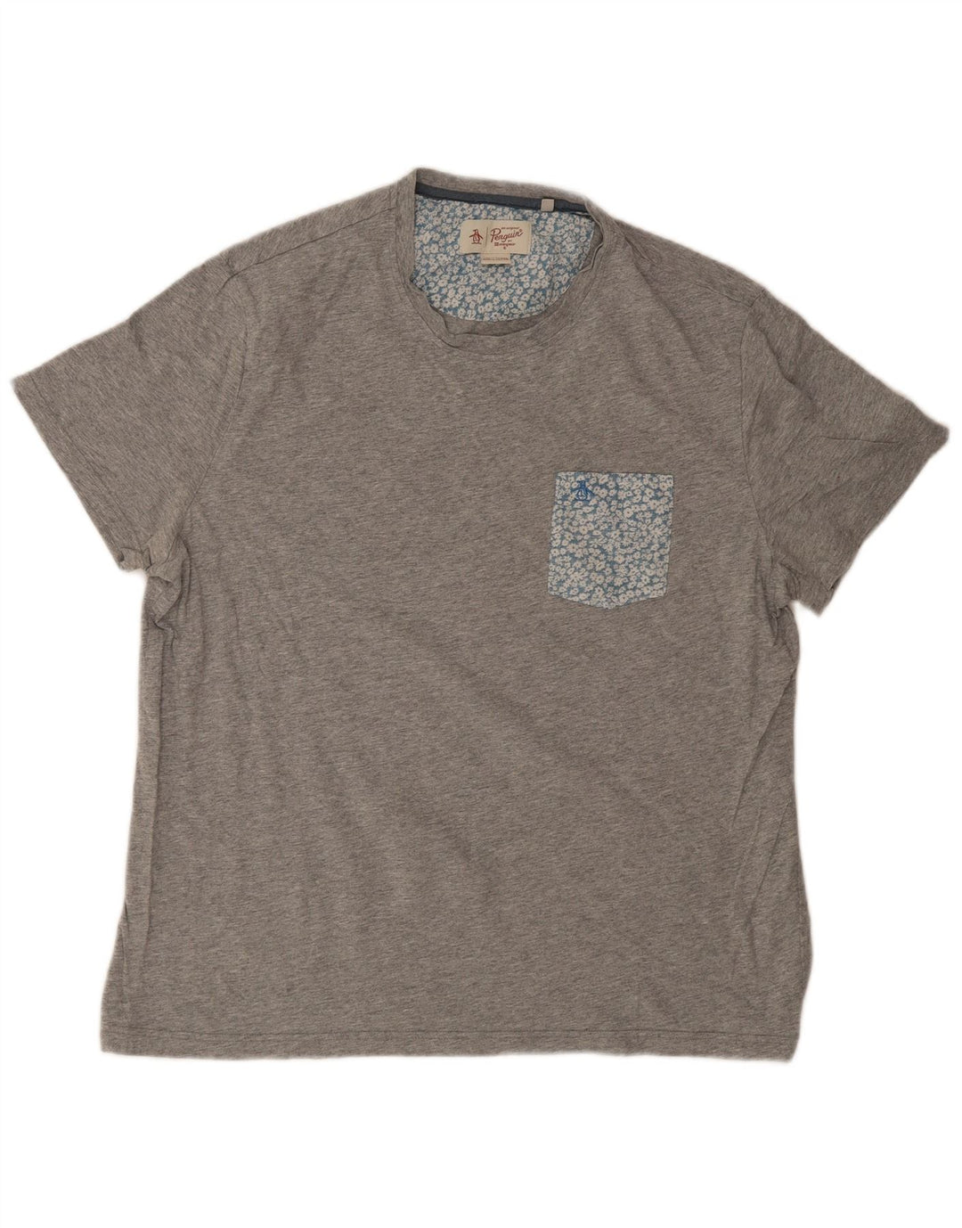 Penguin Herren T-Shirt Top 2XL Grau geblümt Baumwolle