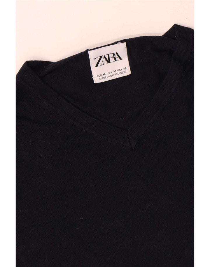 Zara Herren-Pullover mit V-Ausschnitt, mittleres Marineblau