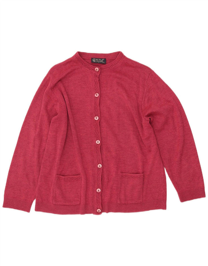 CASTLE OF IRELAND Damen-Cardigan-Pullover UK 16 Große rosa Wolle