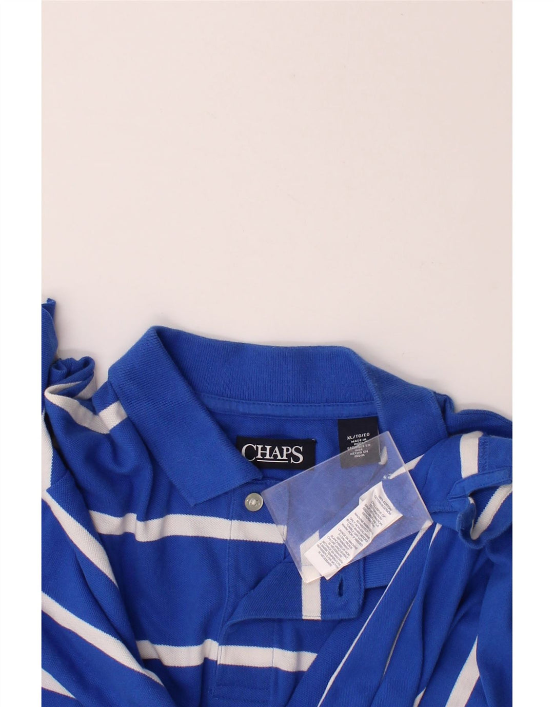 CHAPS Mens Polo Shirt XL Blue Striped Cotton Vintage Chaps and Second-Hand Chaps from Messina Hembry 