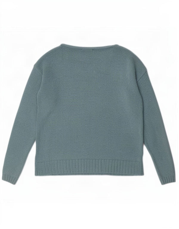 White Stuff Damen-Pullover mit U-Boot-Ausschnitt, UK 12, mittelblaue Viskose