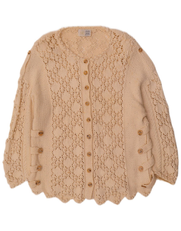 Golden Spiderweb Damen-Cardigan-Pullover UK 18 XL aus weißer Baumwolle