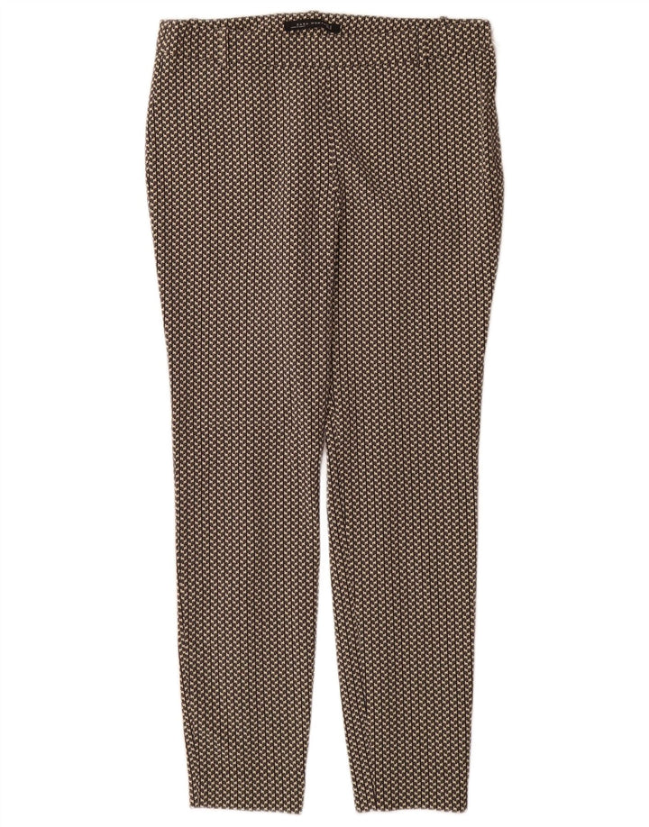 Schmale Freizeithose für Damen von Zara, mittelgroß, W28, L29, graues geometrisches Polyester
