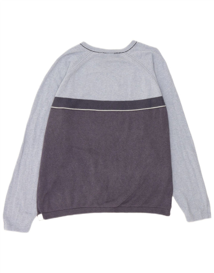 Gap Herren-Pullover mit V-Ausschnitt aus mittelblauer Colourblock-Baumwolle