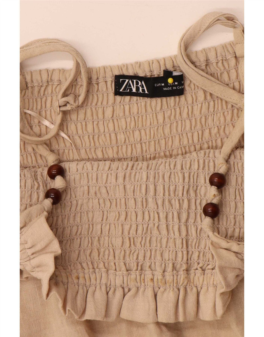 Zara Damen Ärmelloses A-Linien-Kleid UK 12 Mittelbeige