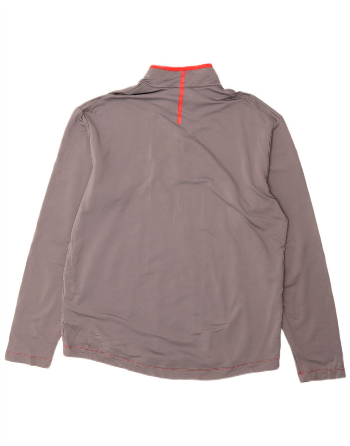 Nike Herren Dri Fit Pullover-Trainingsoberteil mit Reißverschluss, Größe L, grau gestreift