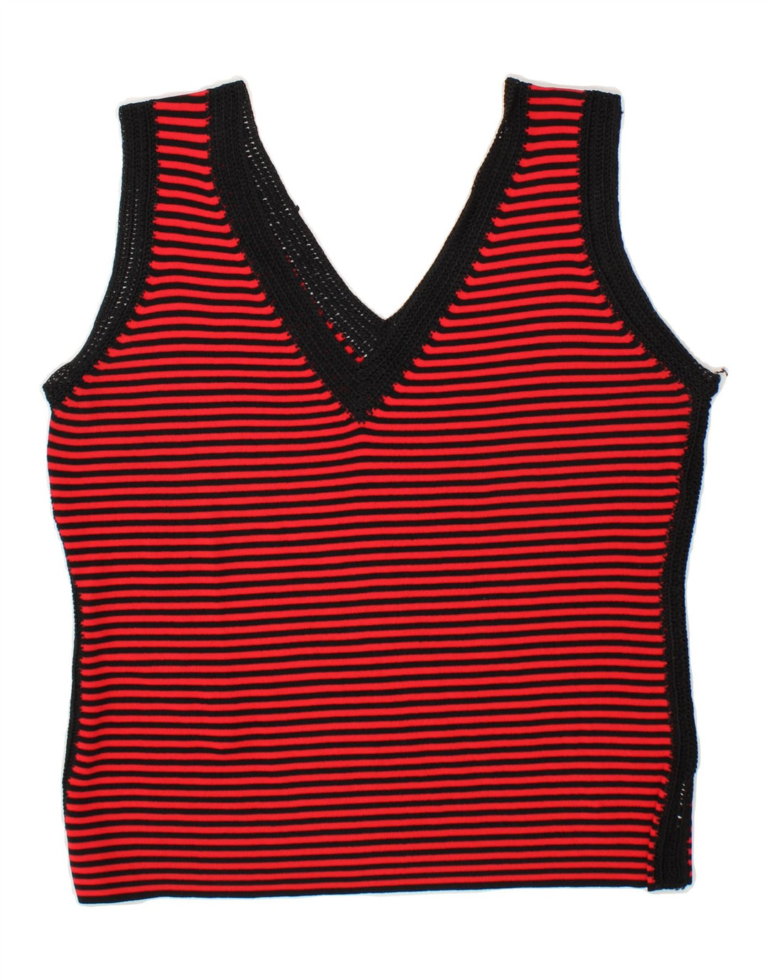 VINTAGE Womens Vest Tank Top UK 14 Medium Red Striped Vintage Vintage and Second-Hand Vintage from Messina Hembry 