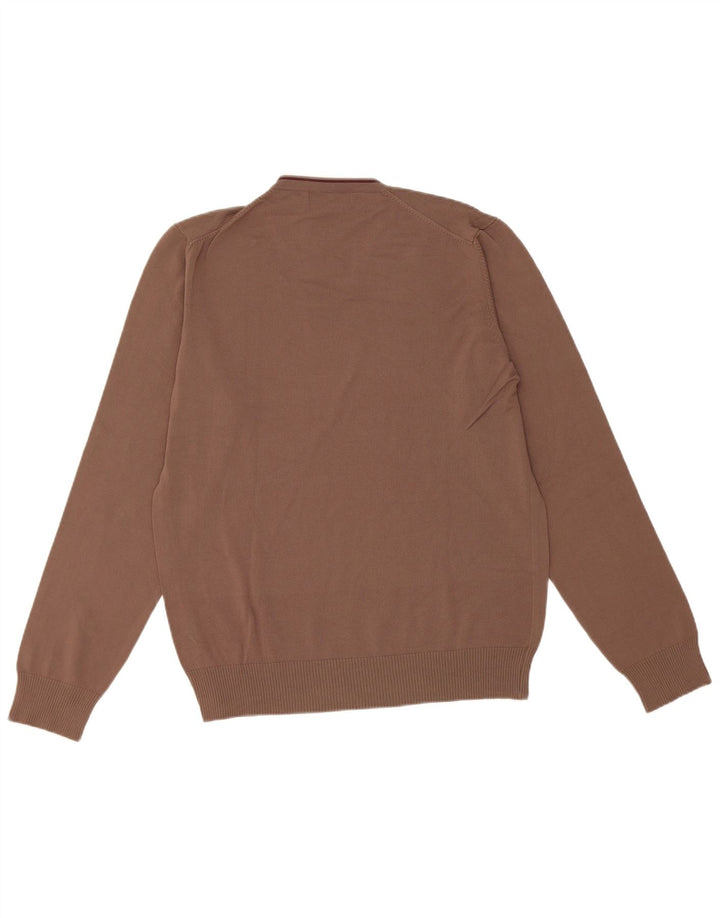 Zara Herren-Pullover mit V-Ausschnitt, Mittelbraun, Viskose