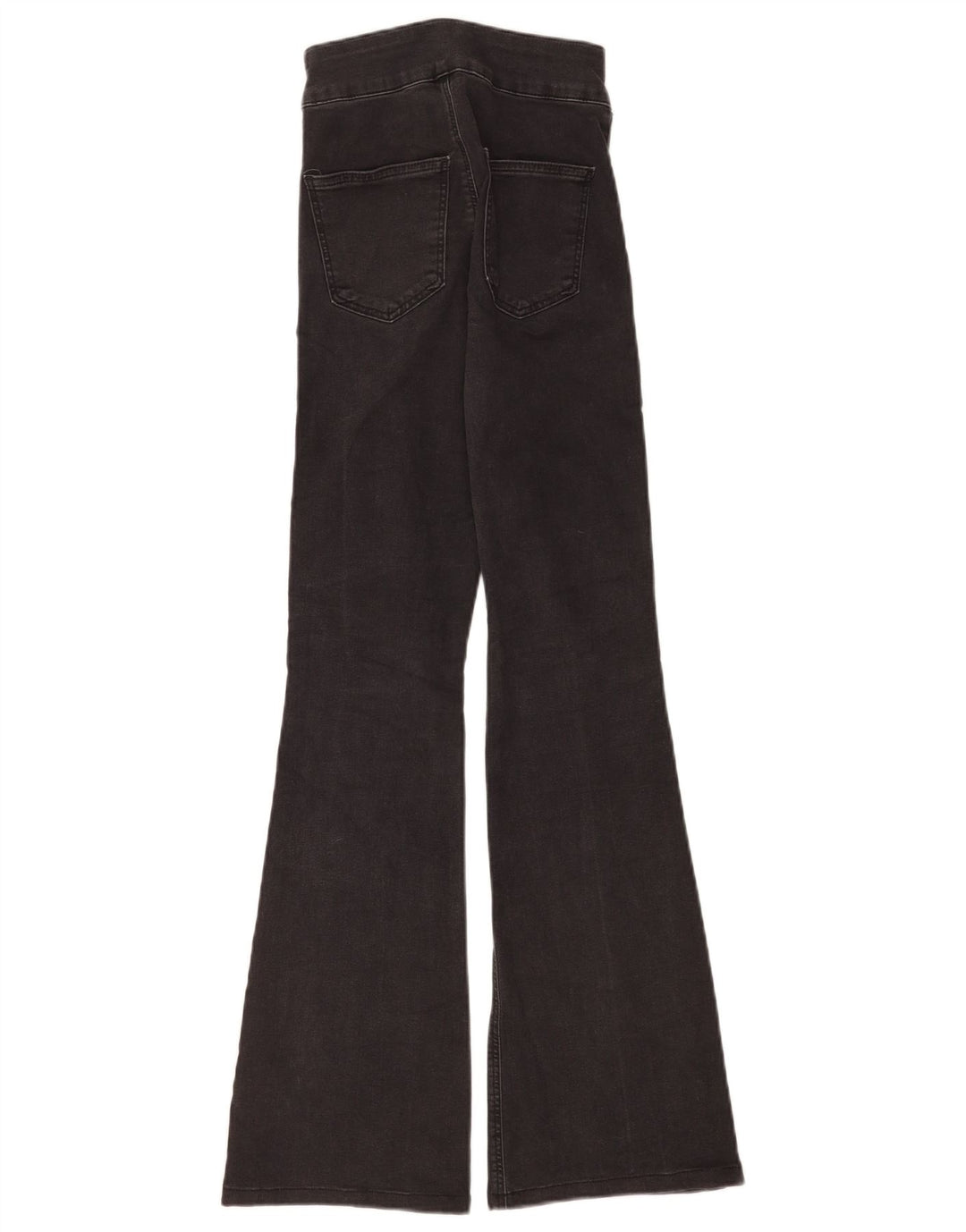 Topshop Damen Three Stripes Flared Jeans W26 L29 Schwarze Baumwolle