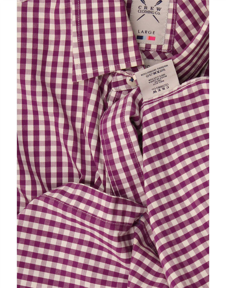 Crew Clothing Herrenhemd, groß, violett, Gingham-Baumwolle