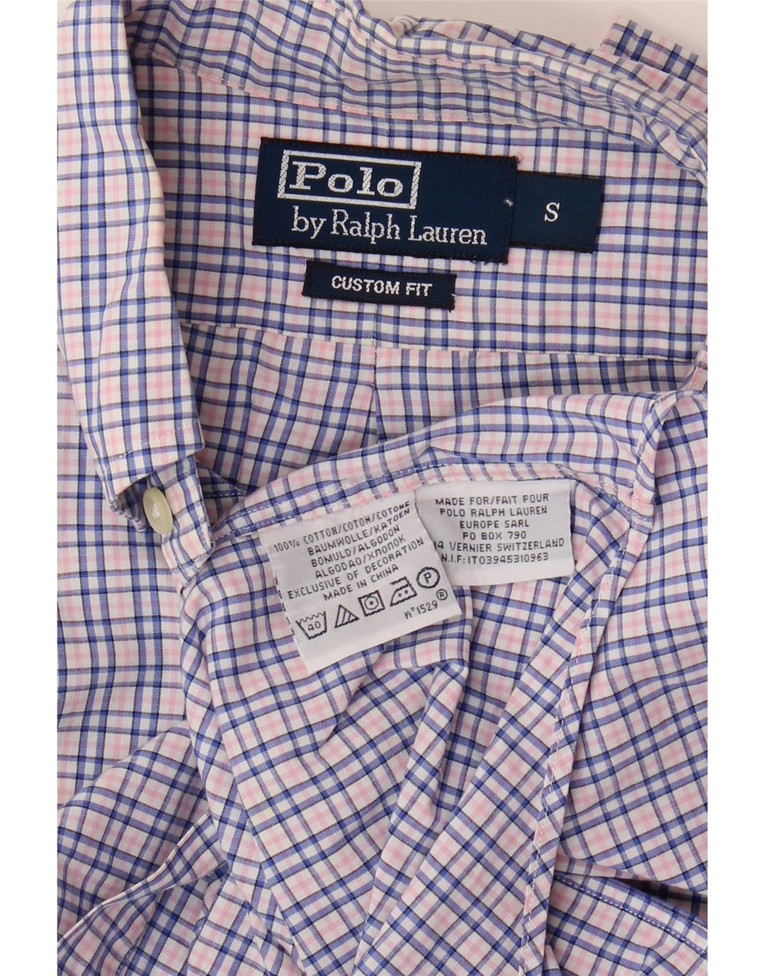 POLO RALPH LAUREN Herren-Hemd mit individueller Passform, klein, blau kariert, Baumwolle