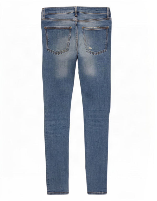 Zara Damen Distressed Skinny Jeans EU 36 XS W26 L28 Blau geblümt