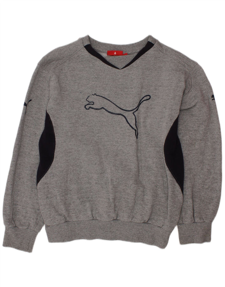 NIKE Grafik-Sweatshirt für Jungen, 9–10 Jahre, graue Farbblock-Baumwolle
