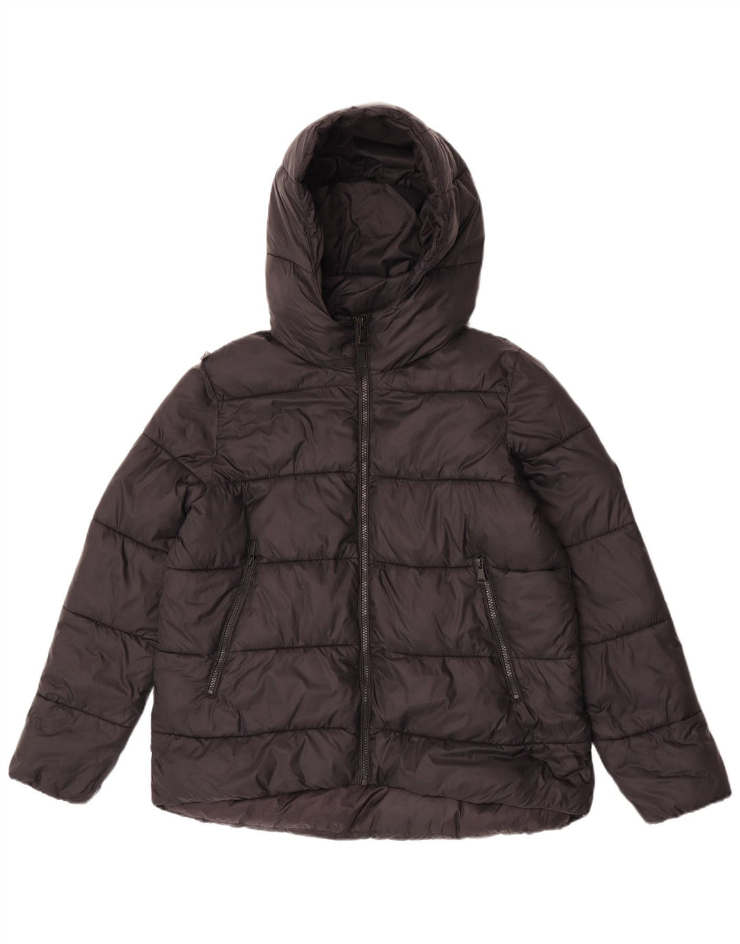 Zara Damen-Jacke mit Kapuze, gepolstert, UK 14, Mittelschwarzes Nylon