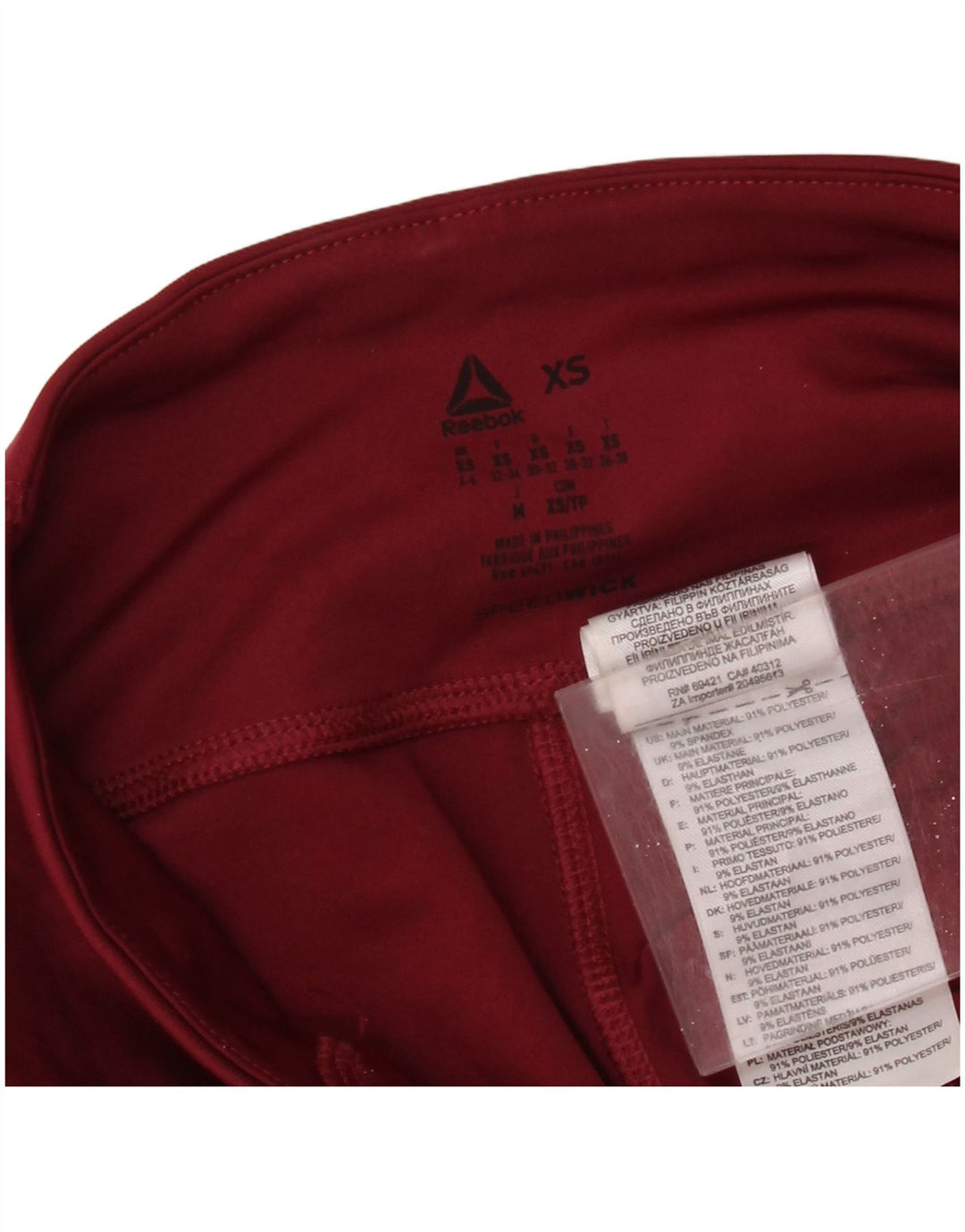 REEBOK Damen Leggings UK 4/6 XS Maroon Colourblock Polyester