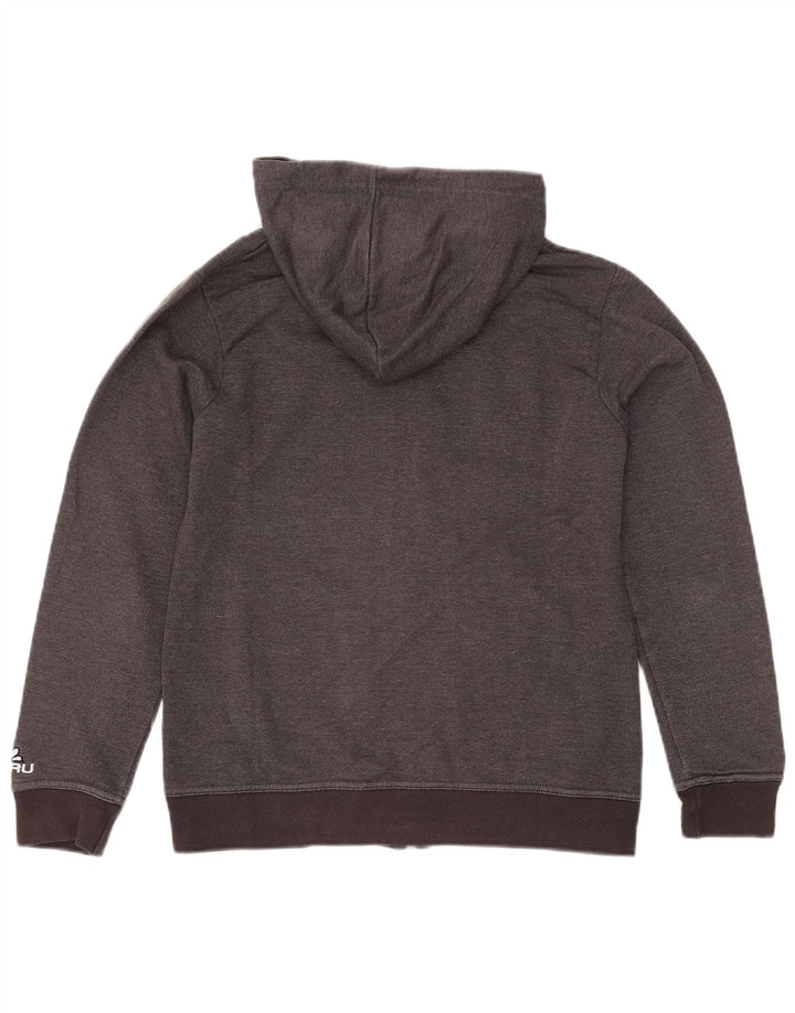 GURU Womens Zip Hoodie Sweater UK 12 Medium Grey Cotton